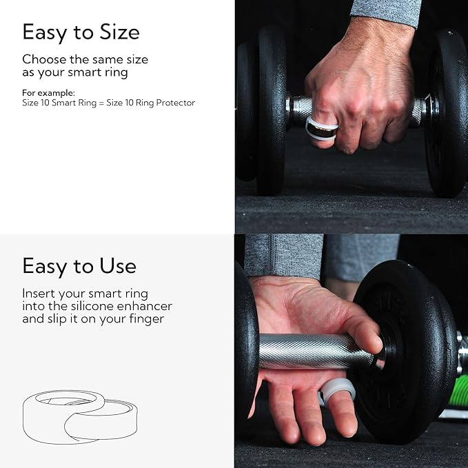 Rinfit Smart Ring Protector - Silicone Ring Enhancer for Active Lifestyle and Gym - StyleFit U.S. Design Patent - Frosted, Size 11