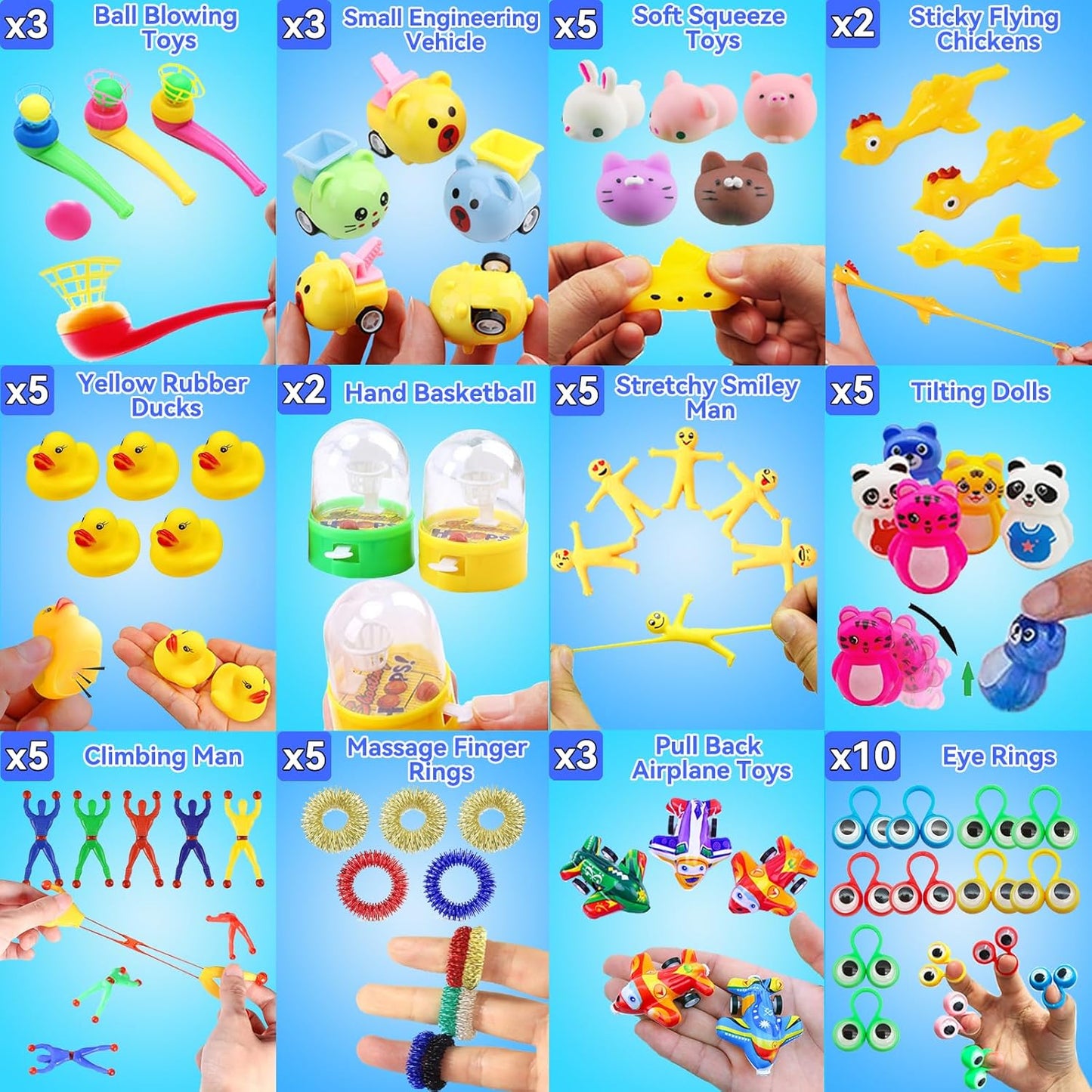 Skiennix Fidget Toys Assortment - 125 Pack for Kids 4-12 | Stress Relief & Party Favors