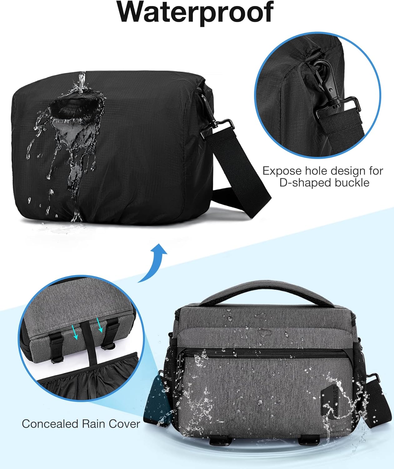 BAGSMART Small Camera Sling Bag for Photographers, Compact Camera Shoulder Bags for DSLR/SLR/Mirrorless Cameras