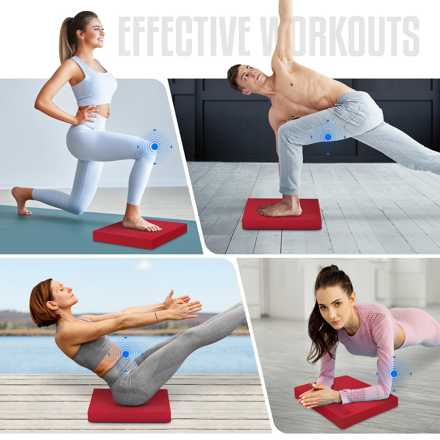 Yes4All Balance Pad, Nonslip TPE Foam Balance Pad with Upgraded Sizes - L, XL, XXL Balance Mat for Fitness, Yoga & Stability Training - Multicolor Options - L, Red