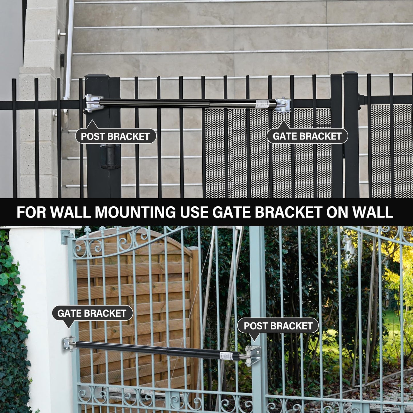 TB600 Hydraulic Outdoor Gate Closer for 150 to 250 lb, Width 44 to 72 Inches. Gates on Farms, Ranches, Gardens, Sports Complexes and Home Yards, Black, Opening Pressure 8 to 18 Pounds