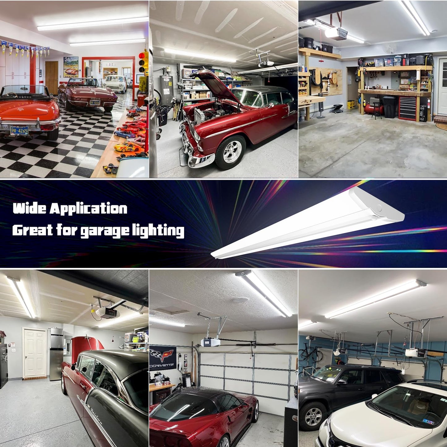 ANTLUX 8FT LED Shop Light, Ultra Slim LED Wraparound 110W [6-lamp T8 Fluorescent Equiv.], 12500LM, 5000K, Commercial 8 Foot Strip Light, Flush Mount Garage Office Warehouse Ceiling Lighting, 6 Pack