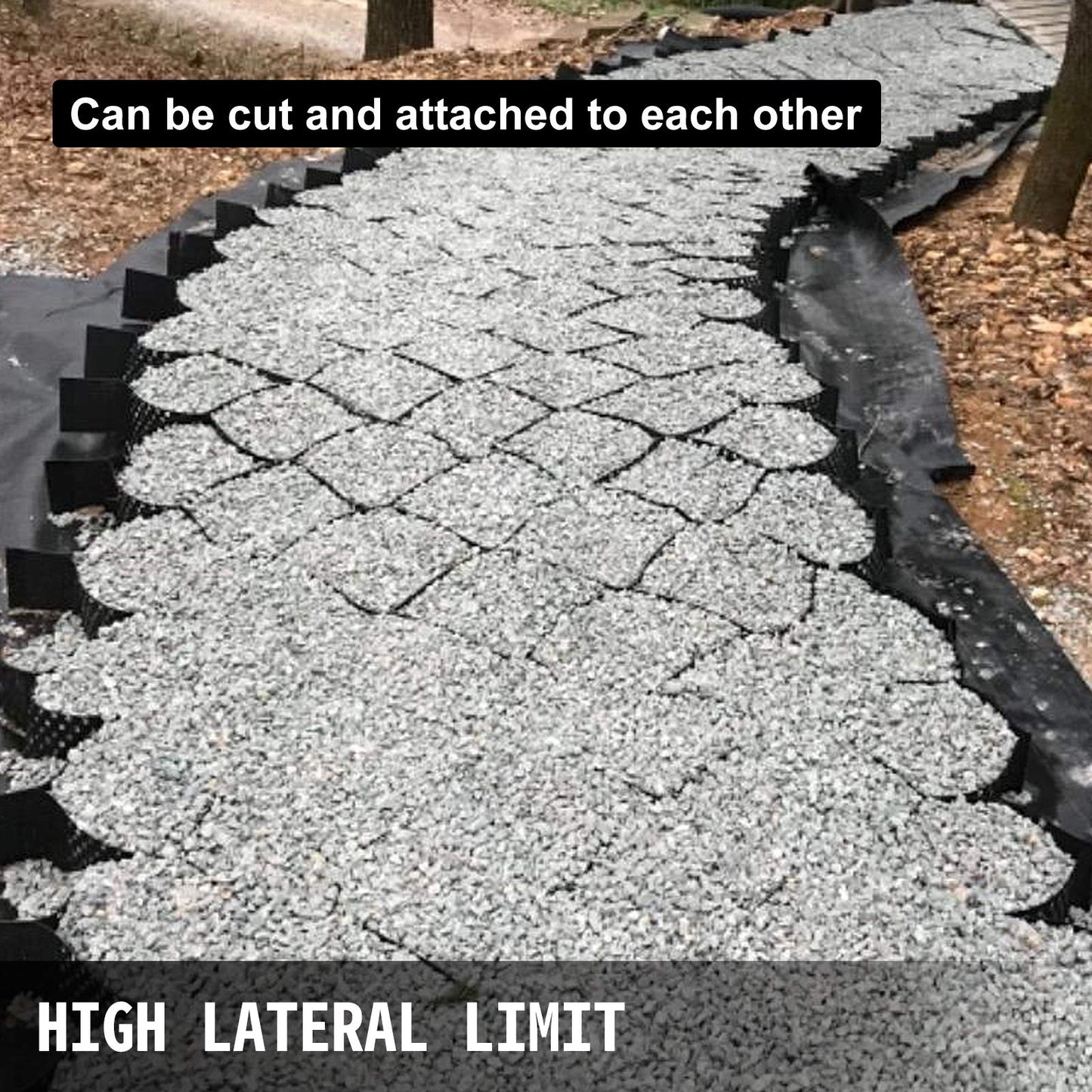 Happybuy Geo Grid Ground Grid 9x17 ft, Geo Cell Grid 4 Inch Thick, Gravel Grid HDPE Material, Ground Stabilization Grid 1885 LBS Per Sq, Tensile Strength Gravel Ground Grid for Slope Driveways, Garden