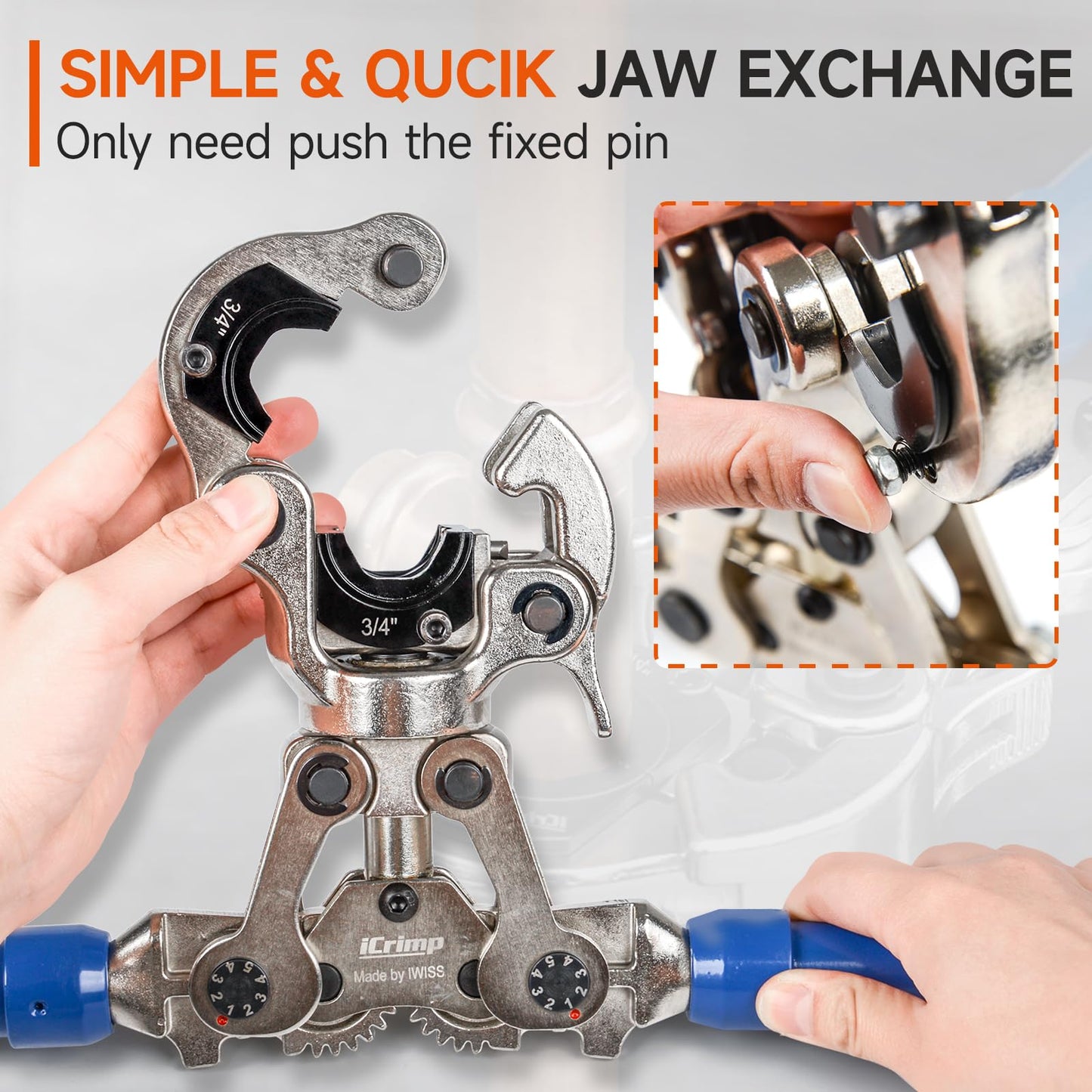 iCrimp Copper Pipe Pressing Tool Kit with Cutter&Deburring Tool for ProPress Copper Fitting-Manufactured by IWISS