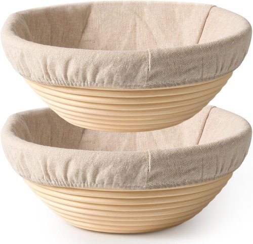 Banneton 2-Pack Bread Proofing Baskets | 9-Inch Round Natural Rattan for Sourdough Baking