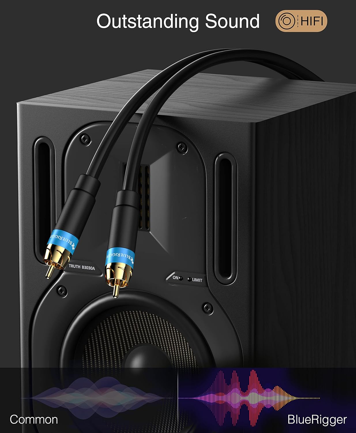 (25FT, BlueRigger RCA Audio Subwoofer Cable Dual Shielded, Gold Plated RCA Connectors) for Subwoofer, Amplifier, Home