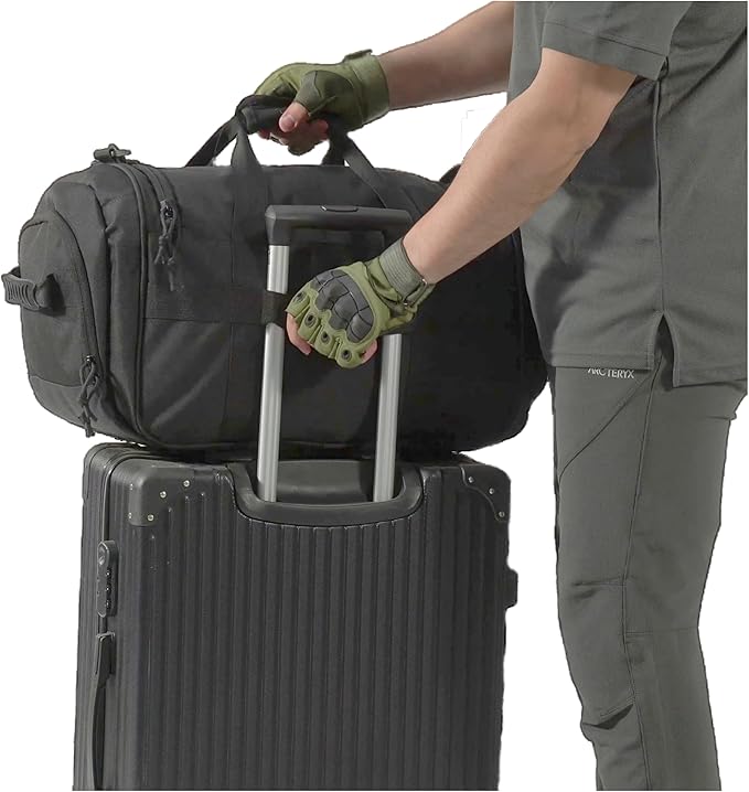 APRlLBAY 43L Large Capacity Military Duffel Bag - Tactical Gym Bag/Weekender for Men & Women (Jet Black)