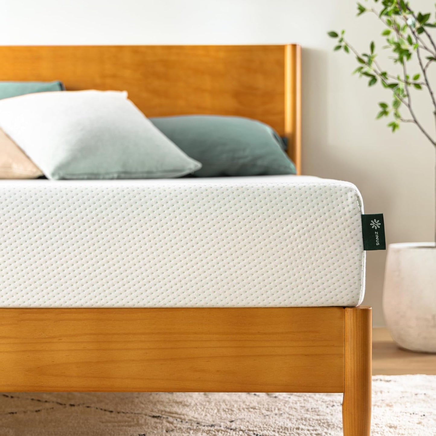 ZINUS 6 Inch Short Queen Green Tea Memory Foam Mattress - Medium Firm, Zoned Pressure Relief, Fiberglass Free
