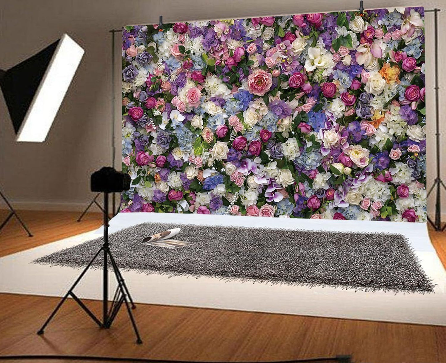 RiePoiia 7x5ft Colorful Flowers Wall Backdrop Spring Blooming Flowers Oil Painting Background Wedding Bridal Birthday