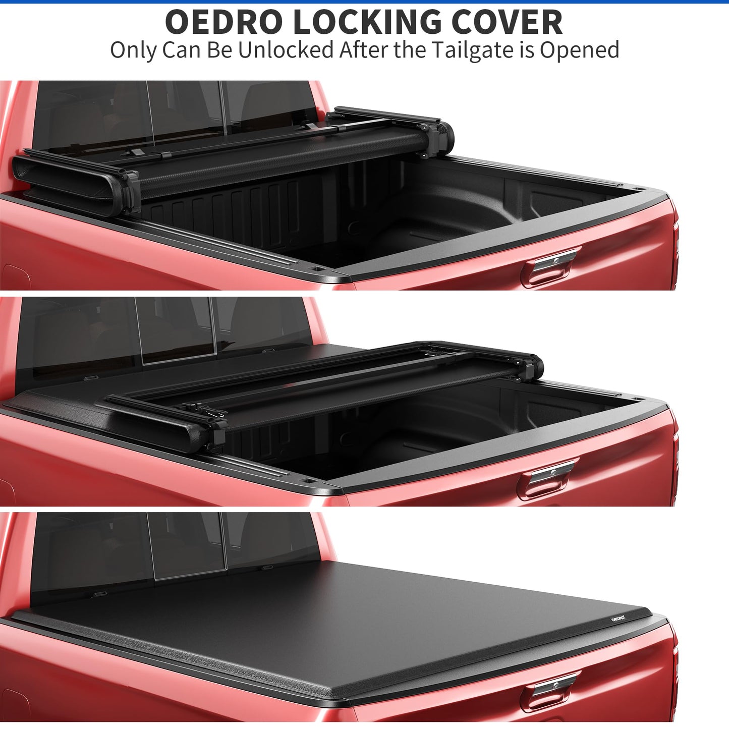 oEdRo Upgraded Tri-Fold Truck Bed Tonneau Cover Compatible with 2015-2026 Ford F-150 F150 5.5 Feet Bed