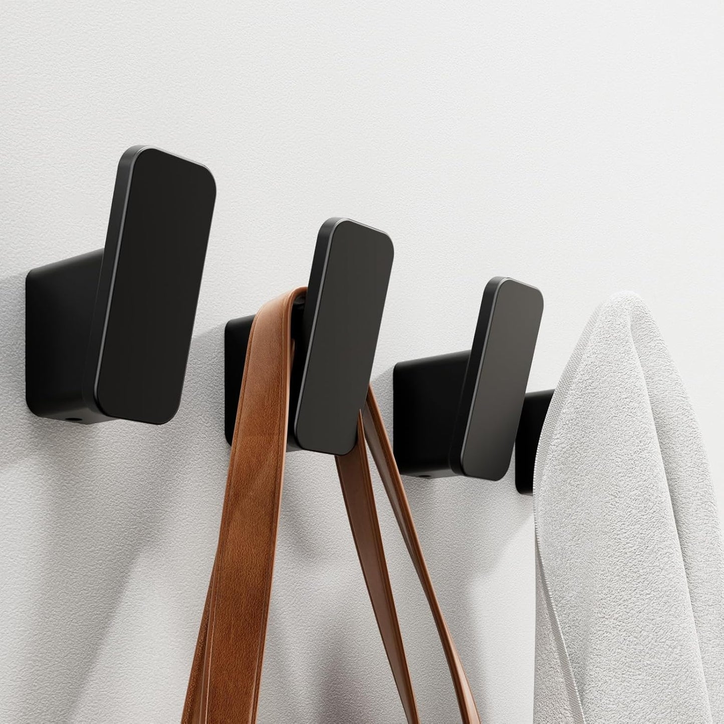 Skiennix Matte Black Towel Hook - Heavy Duty Bathroom Robe & Coat Hanger | 4-Pack for Versatile Use