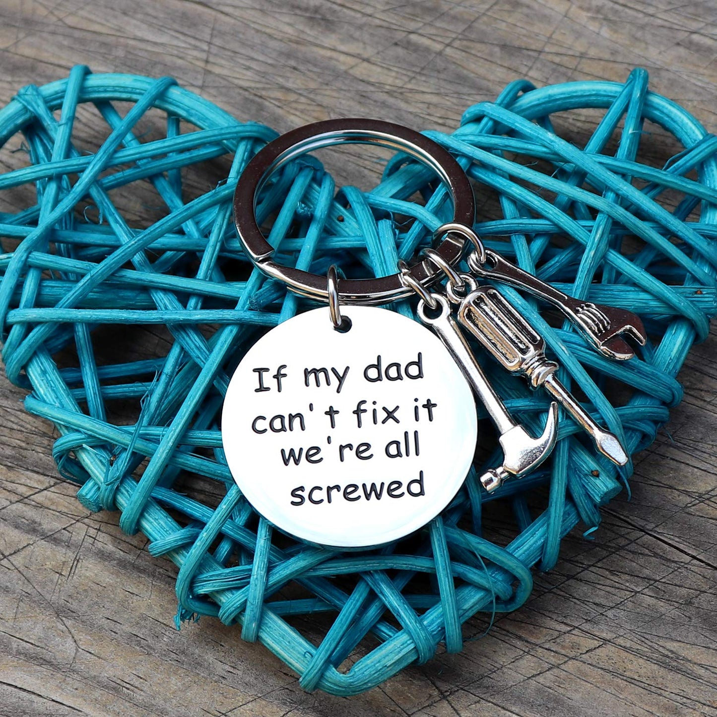 XGAKWD Dad Papa Funny Keychain Gift for Fathers Day, If My Dad Can't Fix It We're All Screwed, Christmas Birthday Key Chain for Father