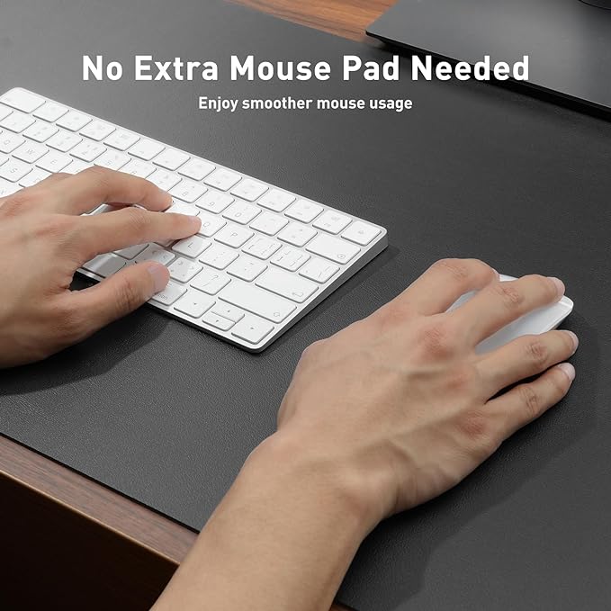 Aothia Leather Desk Pad Protector, Mouse Pad, Office Desk Mat, Non-Slip PU Leather Desk Blotter, Laptop Desk Pad, Waterproof Desk Writing Pad for Office and Home (Gray,36" x 17")