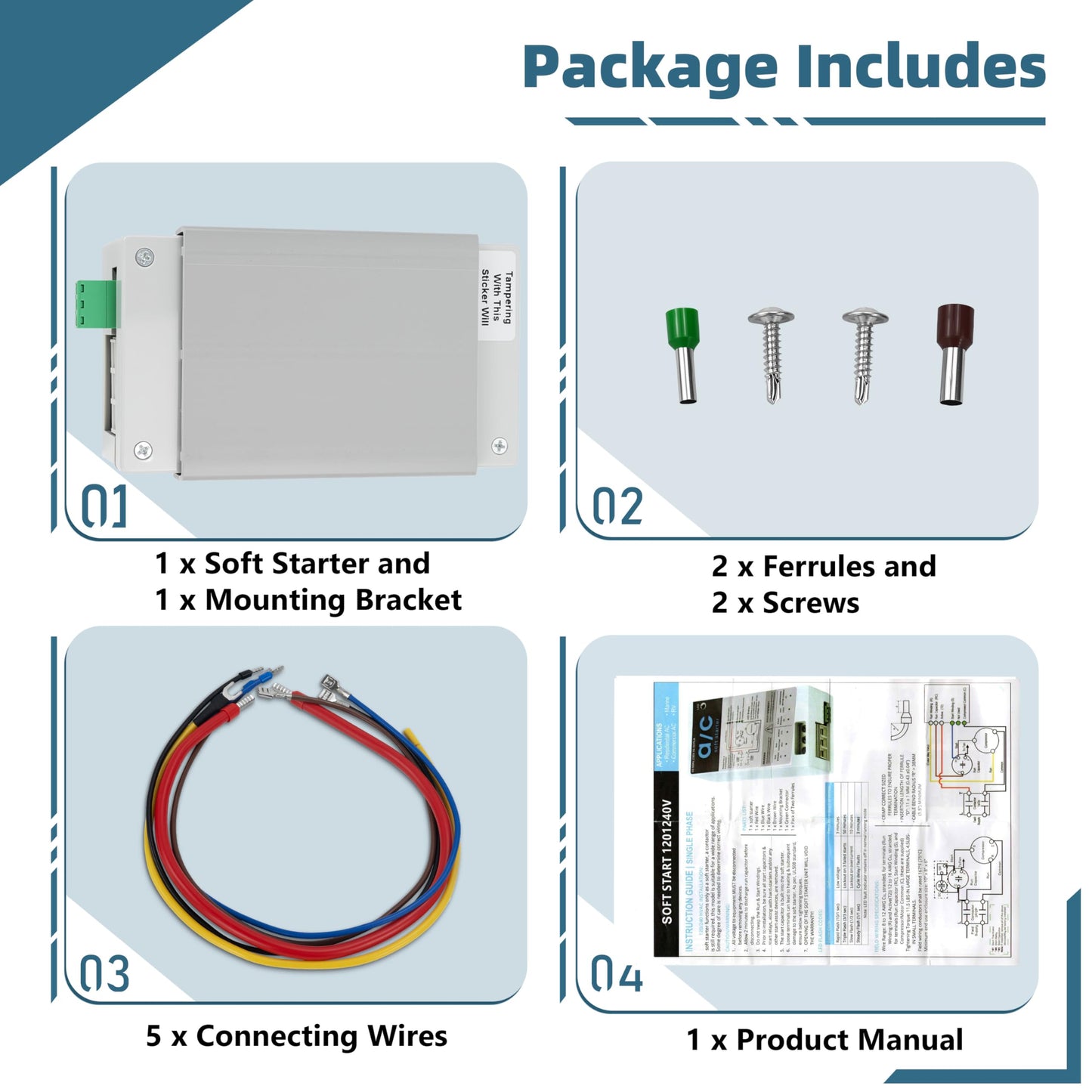 Eshcol AC Soft Start Kit for 4-7 Ton Air Conditioners, Fit for Home, RV, Commercial, Generators Use. Easy DIY Installation, Reduces Start-Up Current by 70%, 110V-240V. Compatible with Most AC brands.