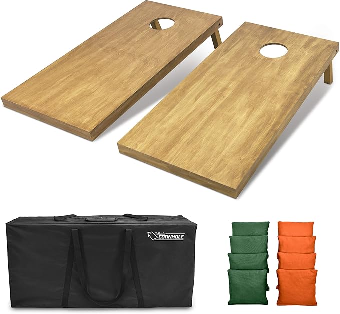 GoSports 4 ft x 2 ft Regulation Size Wooden Cornhole Boards Set - Includes Carrying Case - Full Regulation Size Bean Bag Toss Boards