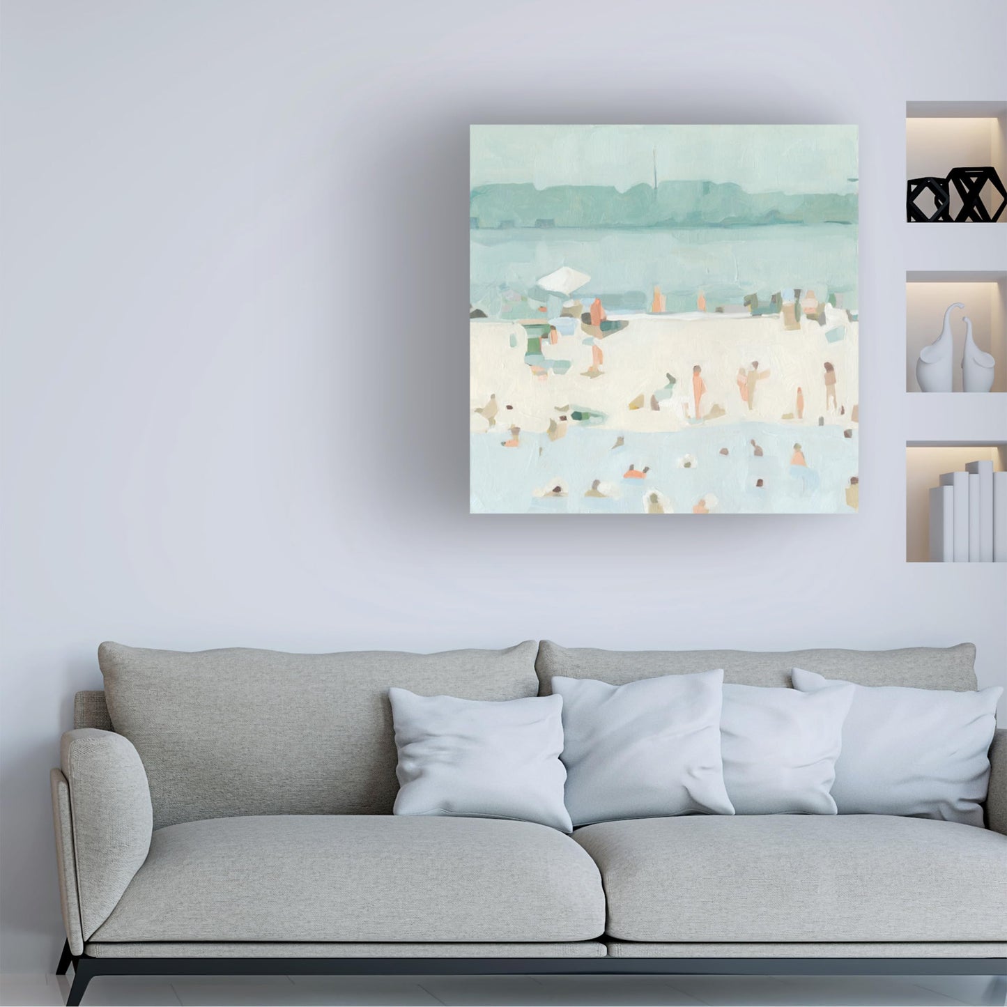Wrapped Canvas Wall Art - Emma Scarvey 'Sea Glass Sandbar I' Wall Art for Living Room, Bedroom, or Office Décor - 24x24