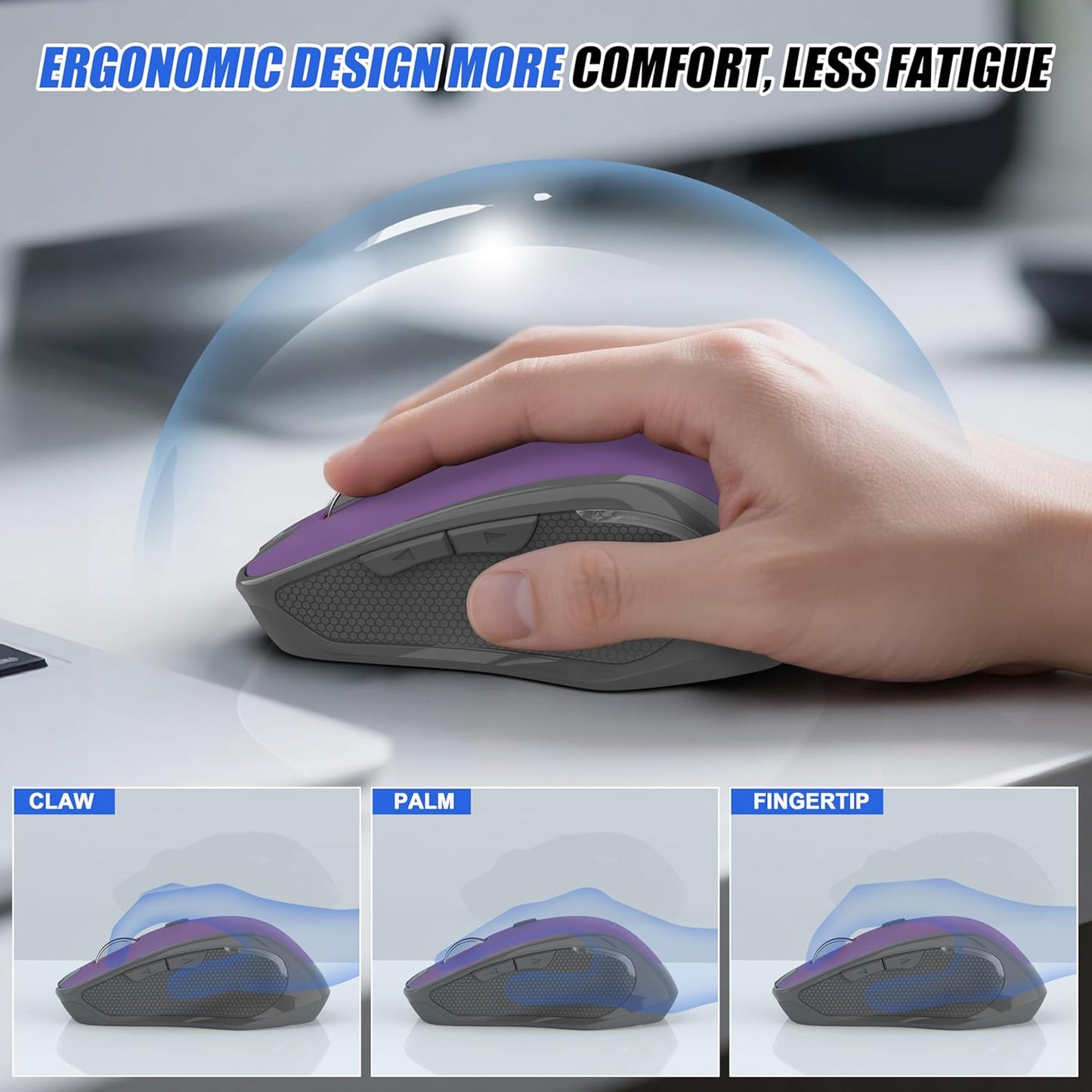 FYBC 3 2.4G Wireless Mouse Jiggler - Ergonomic Bluetooth Mice with Mouse Mover for Keeps Computers Awake, DPI Levels