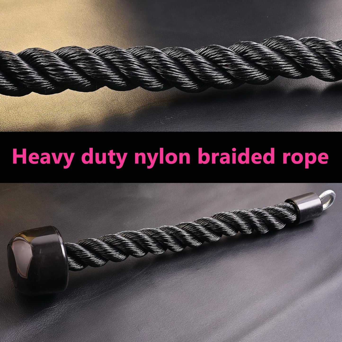 EnriQ Tricep Rope Pull Down,Heavy Duty Triceps Kit Easy to Grip & Non Slip Cable Attachment Ideal for Home Gym Face Pulls Tricep Push Down Rope System (A.2 Pack Single Grip)
