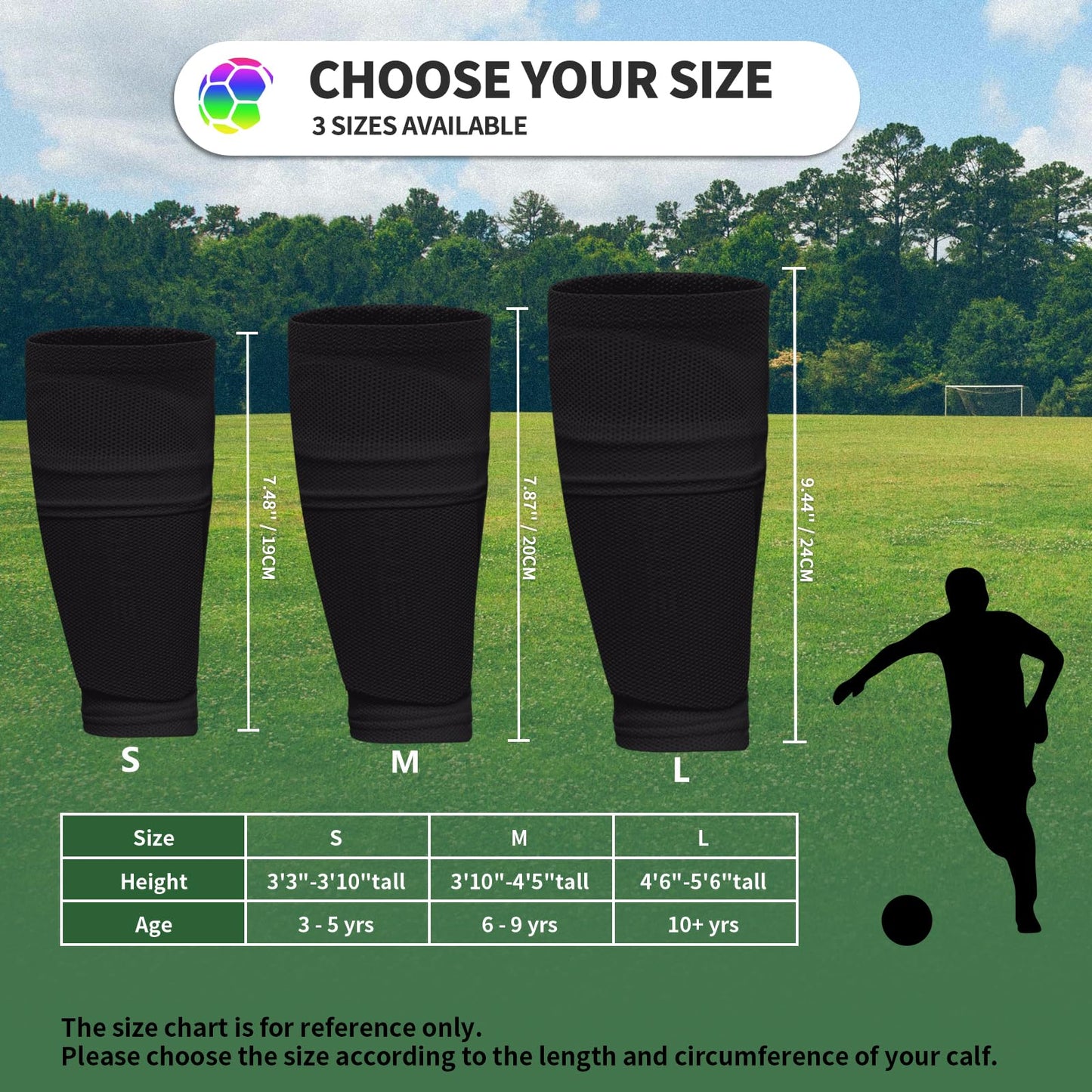 ATHCISE 2 Pairs Kids Youth Soccer Shin Guard Sleeves with Optimized Insert Pocket, Shin Pad Compression Sleeves for 3-15 Years Old Boys Girls Child Teens for Soccer Sport