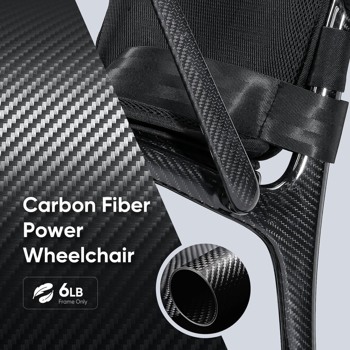 22 lbs Lightweight Electric Wheelchair, Ultra-Light Carbon Fiber Motorized Wheelchair for Adults, Dual-Battery Foldable Power Chair with Remote Control, Portable Airline-Approved Travel Wheelchair
