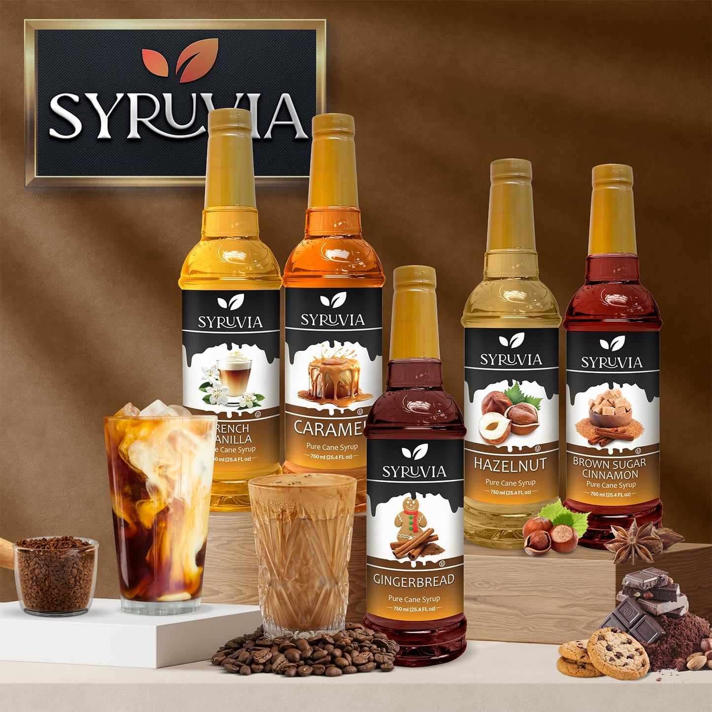 Syruvia Vanilla Syrup for Coffee - Flavorful Vanilla Syrup for Lattes & Beverages - 25.4 fl oz with Pump