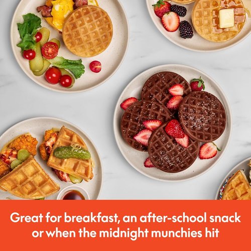 Bella Snack-N-Store Mini Waffle Maker - EverGood™ Ceramic Nonstick, Cool Touch Handles, 350 Watt, Surf Color