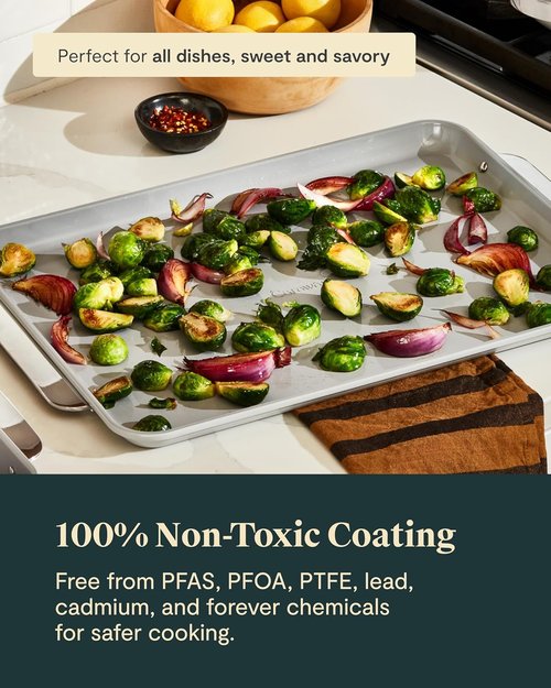 Caraway Non-Stick Ceramic Baking Sheet Duo - Non-Toxic, PTFE & PFOA Free - Ideal for Baking & Roasting - Large (18" x 13") - Marigold