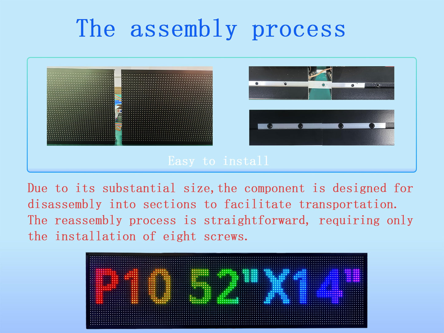 ZONTRONCM P10(52" * 14") Scrolling Programmable Led Sign Custom Outdoor Digital For Business Display Screen Matrix Panel Electronic Message Board Neon Full Color Advertising Light Wifi Control