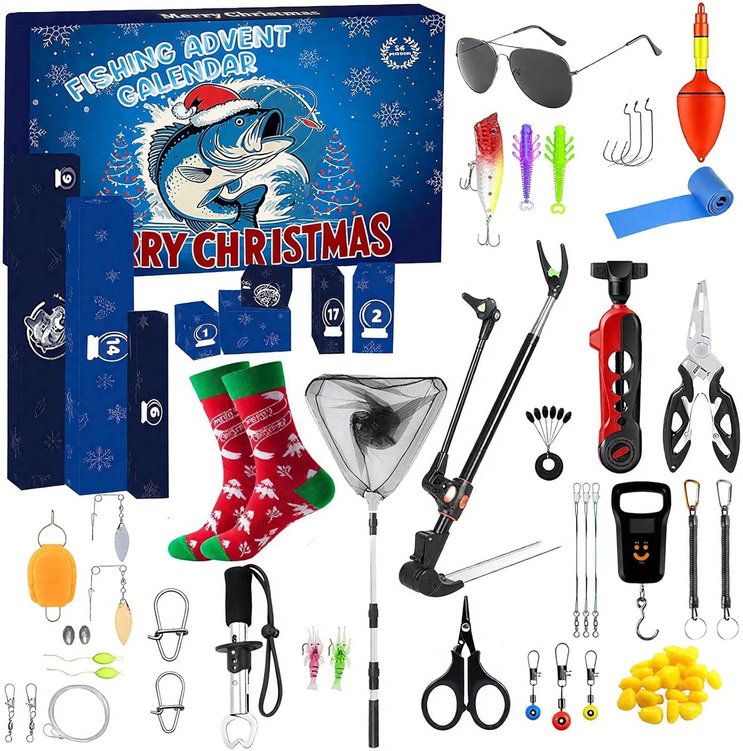 Skiennix Fishing Advent Calendar 2025 - 24-Day Countdown with Tools, Lures & Accessories | Perfect Xmas Gift for Men & Teens