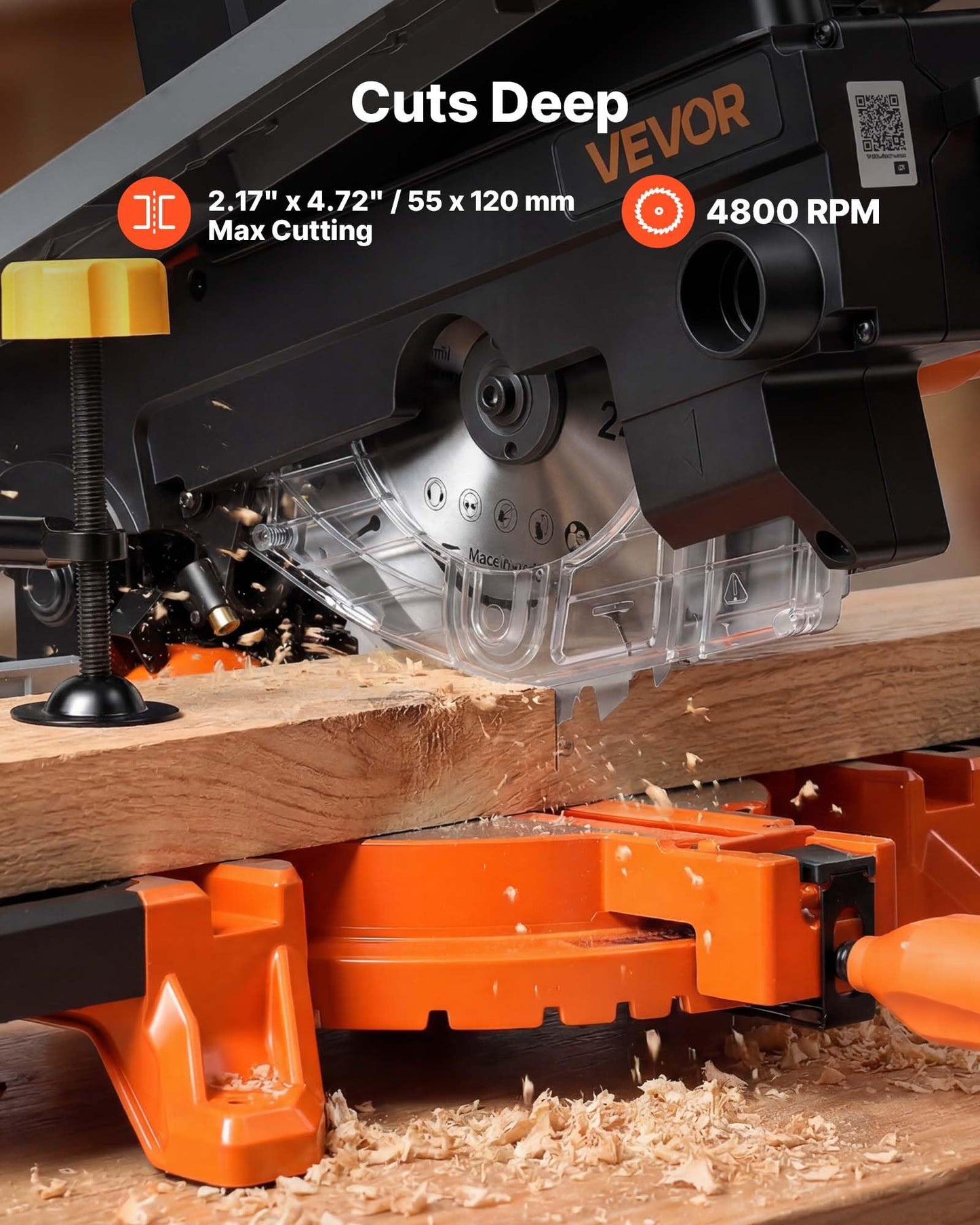 VEVOR Compound Miter Saw, 8-1/4 inch Blade, 2-in-1 Miter/Table Saw, with Precision Laser Alignment, Adjustable Angles, 4800 RPM, with Splash Guard, for Cutting Wood, Metals, Laminates, and Plastic