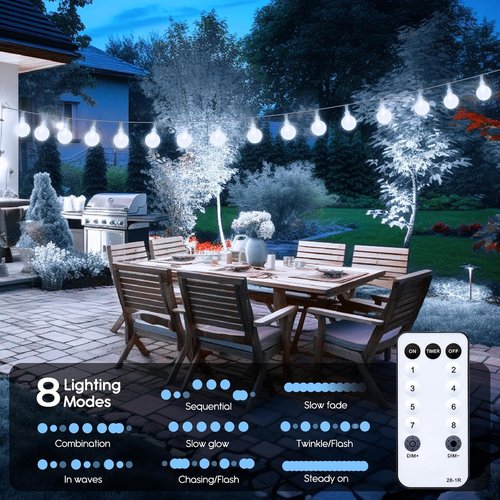 Minetom Crystal Globe String Lights - 33 ft 100 LED Waterproof Fairy Lights with Remote & Timer | Perfect for Bedroom, Patio & Holiday Decor