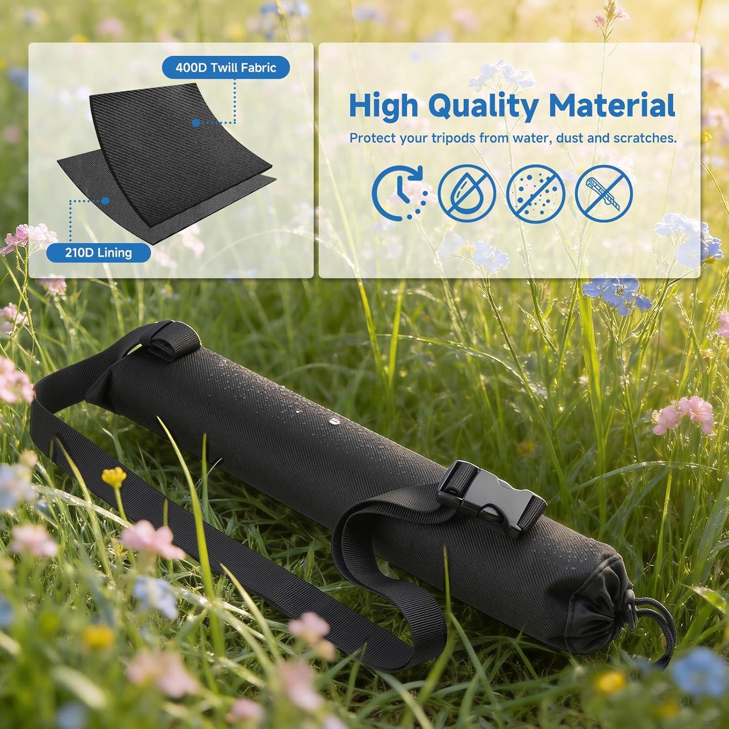 14.5" Travel Carrying Case for Selfie Stick All in One Extendable Cell Phone Tripod Stand with Remote, Nylon Monopod