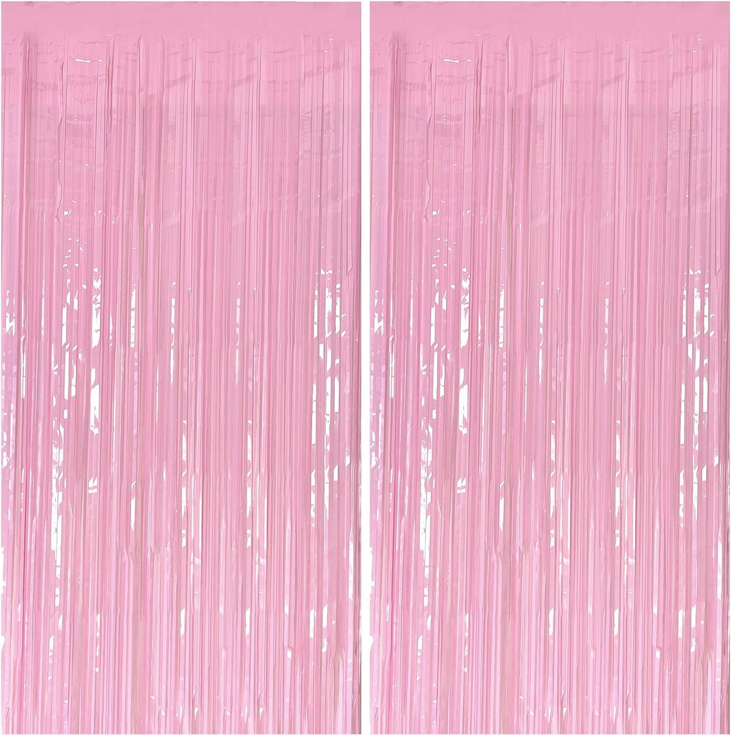 Skiennix Pastel Pink Foil Fringe Backdrop Curtains - Perfect for Birthday & Bridal Shower Decorations