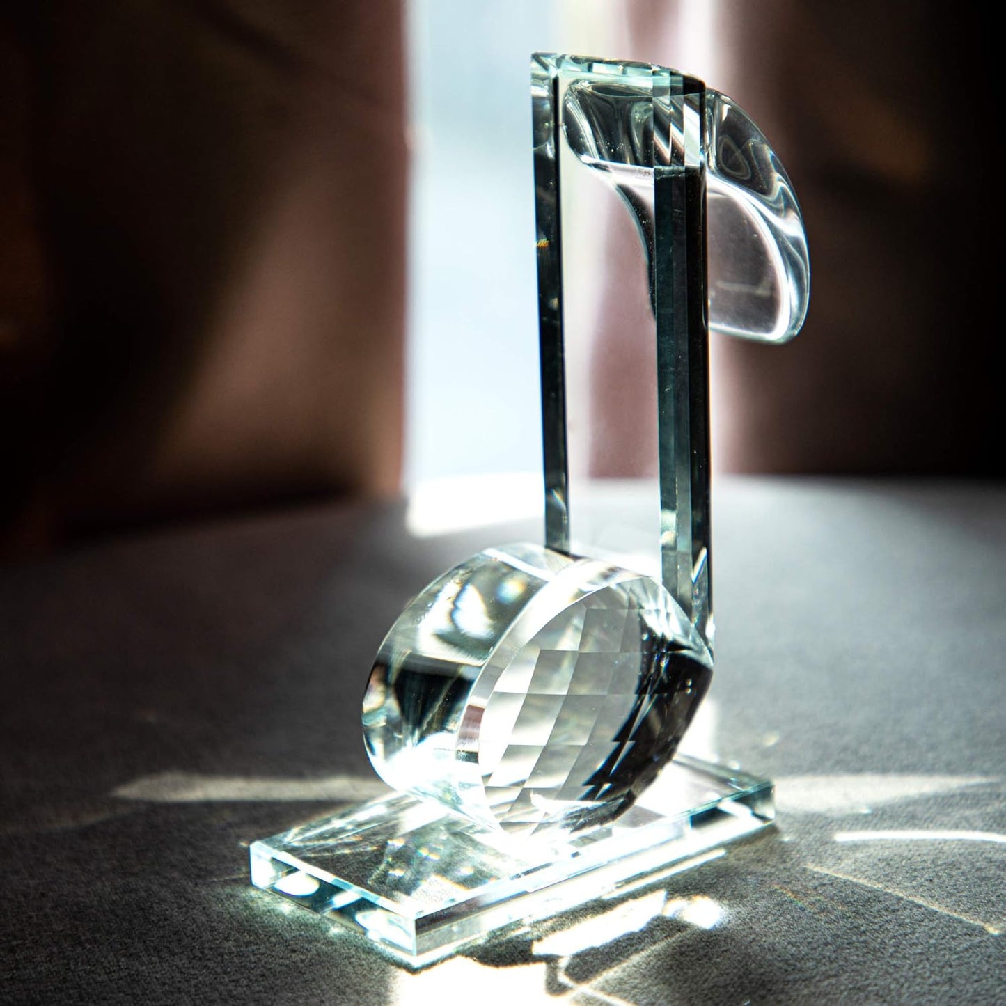 QFkris Crystal Eighth Note Figurine - 5'' Musical Glass Sculpture for Home Decor & Gifts