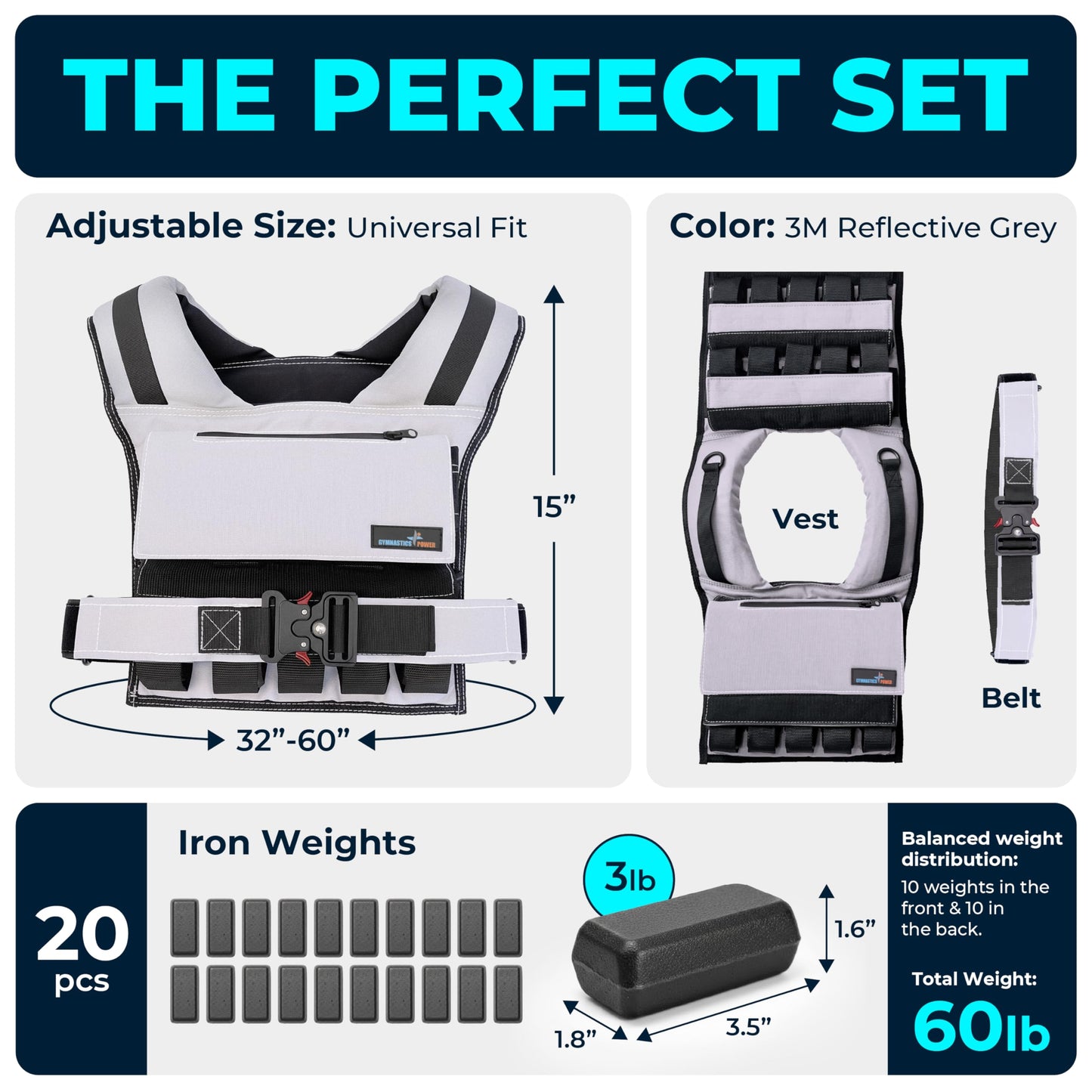 Gymnastics Power Weighted Vest Adjustable for Men and Women – Workout Weight Training Vest for Fitness, Running, Strength, Exercise & Cross Training