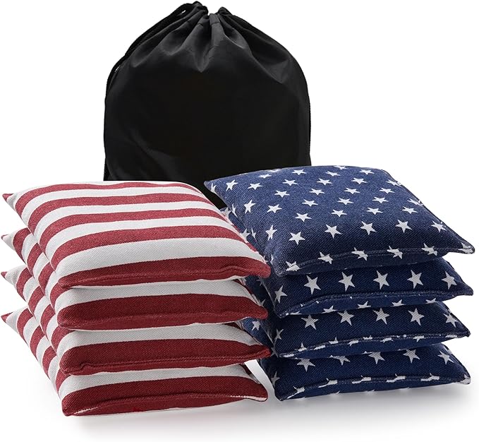 Cornhole Bags Set of 8 Regulation Corn Hole Bean Bags for Cornhole Game, Professional Weather Resistant Corn Hole Bags with Tote Bag