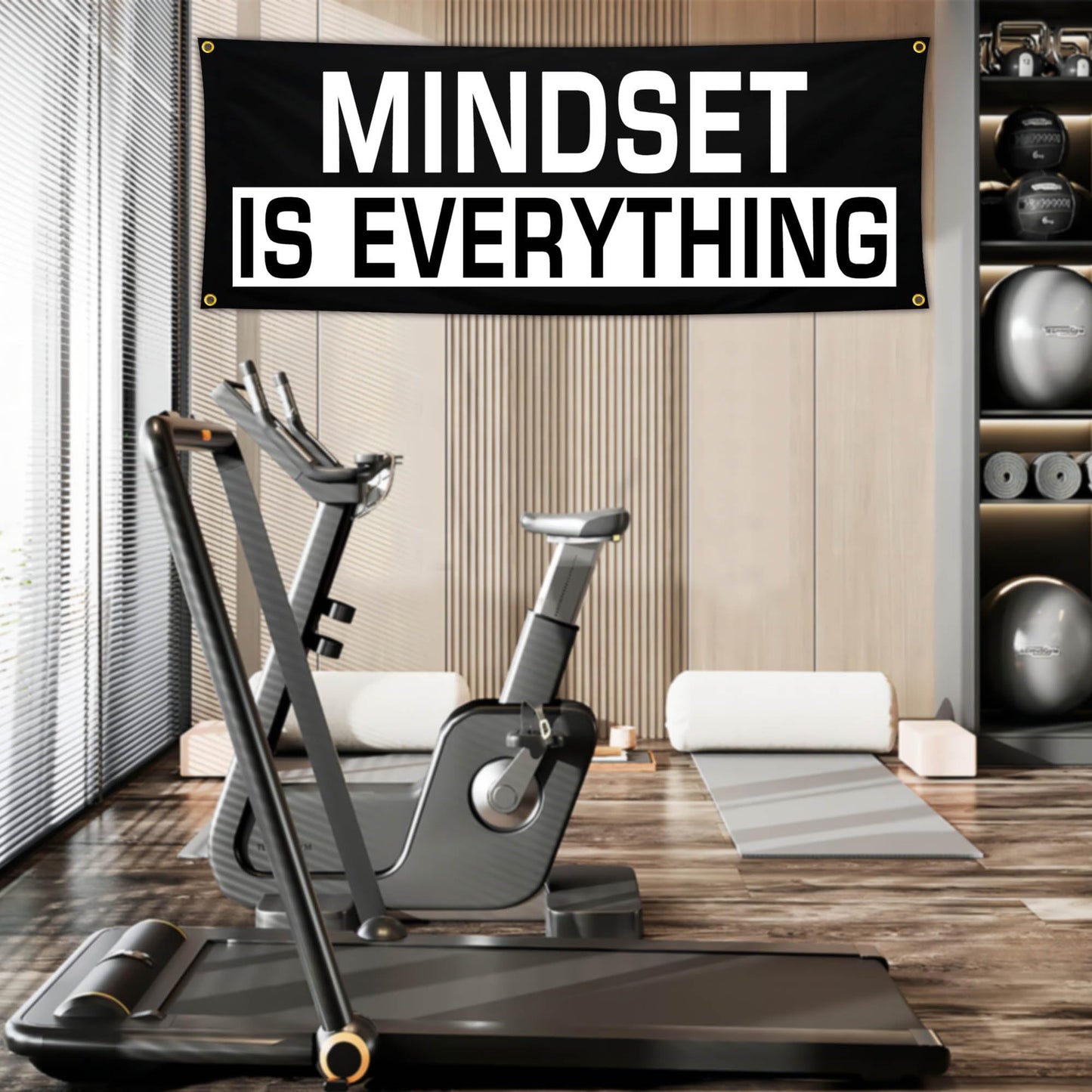 Bomtas Motivational Gym Posters Banners Flags for Home Gym Room Guys Office Bedroom Mindset is Everything Inspirational Flag Banner 24x72 Inch Motivation Wall Art Decor