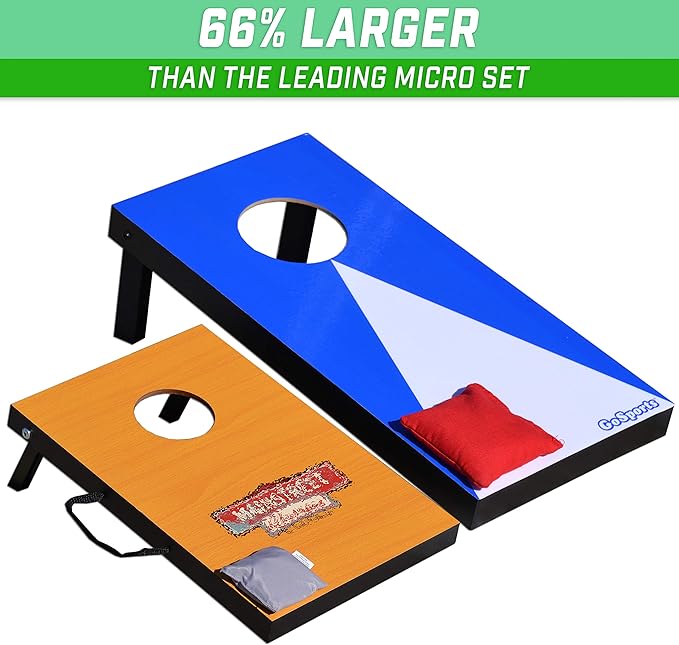 GoSports 2 ft x1 ft Portable Size Cornhole - Choose Classic or Wood Designs - Game Set with 6 Bean Bags - Great for Indoor & Outdoor Play