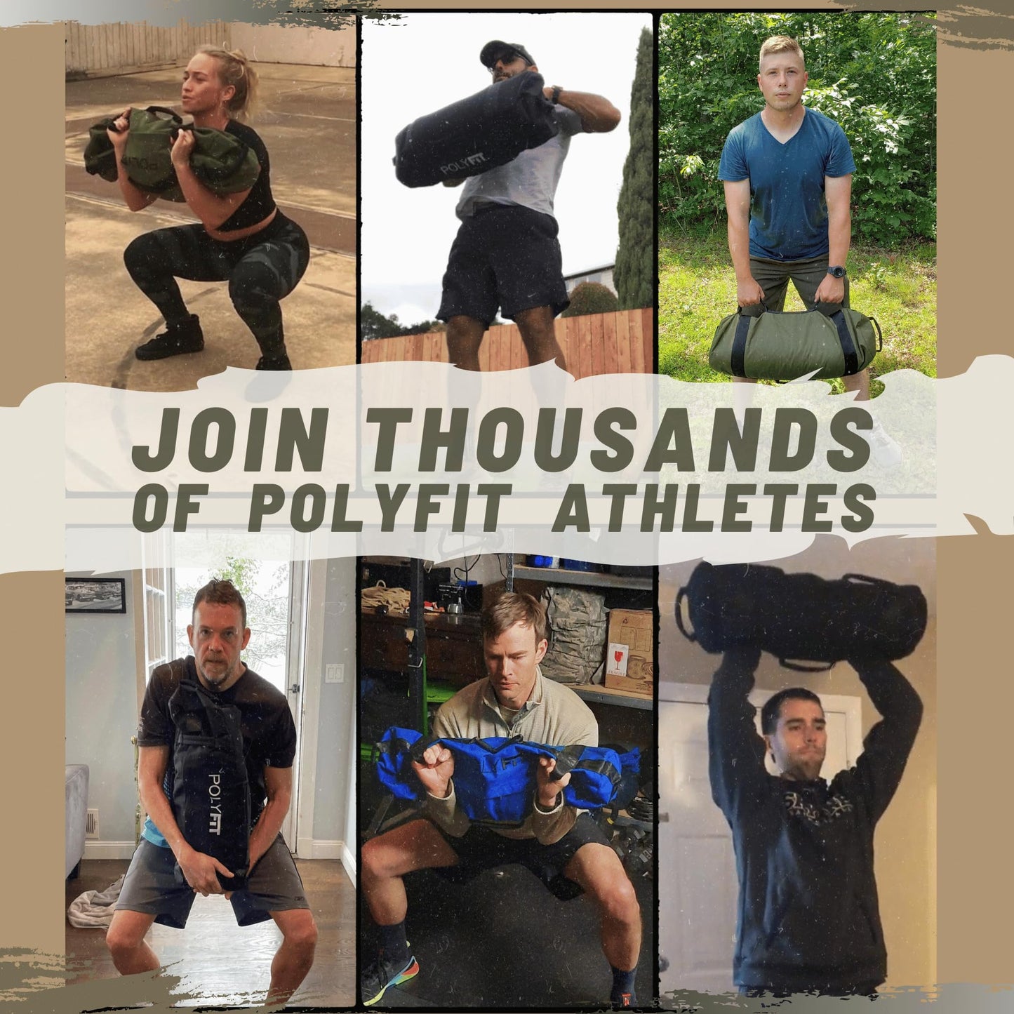 Polyfit Workout Sandbag for Fitness - Heavy Duty Sandbag Workout Bags with 8 Gripping Handles for Sand Bag Weight Training (30lbs to 75lbs) - Green