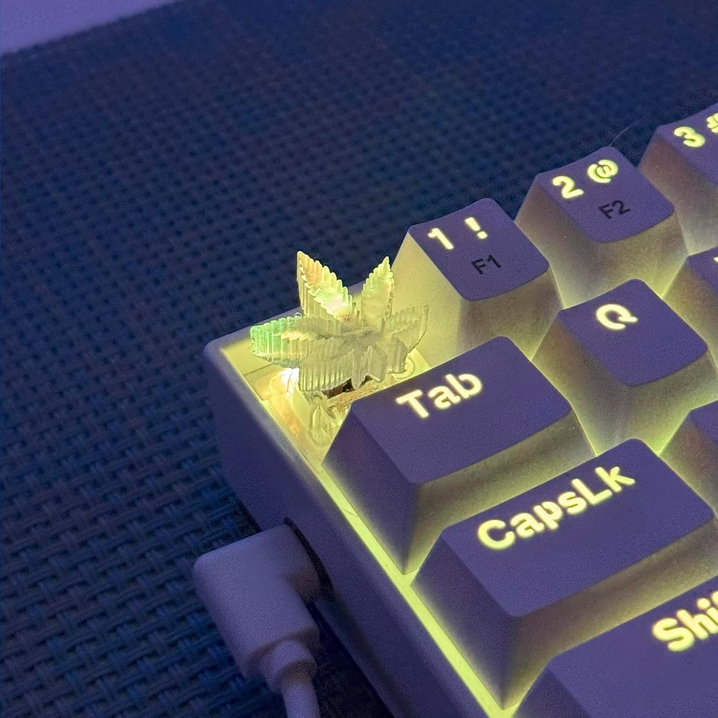 TRENDY WHIMSY Custom Mechanical Keyboard Keycaps Green Leaf Design , PBT Dye-Sub, Cherry MX Compatible, Unique Limited