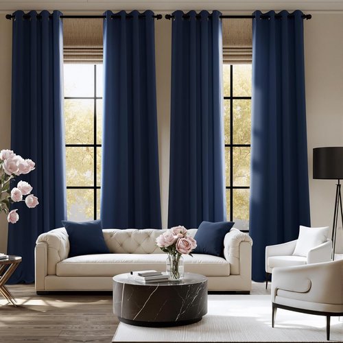 NICETOWN Blackout Curtains - Grommet 2 Panels, 72 Inches Long | Elegant Navy Blue Design