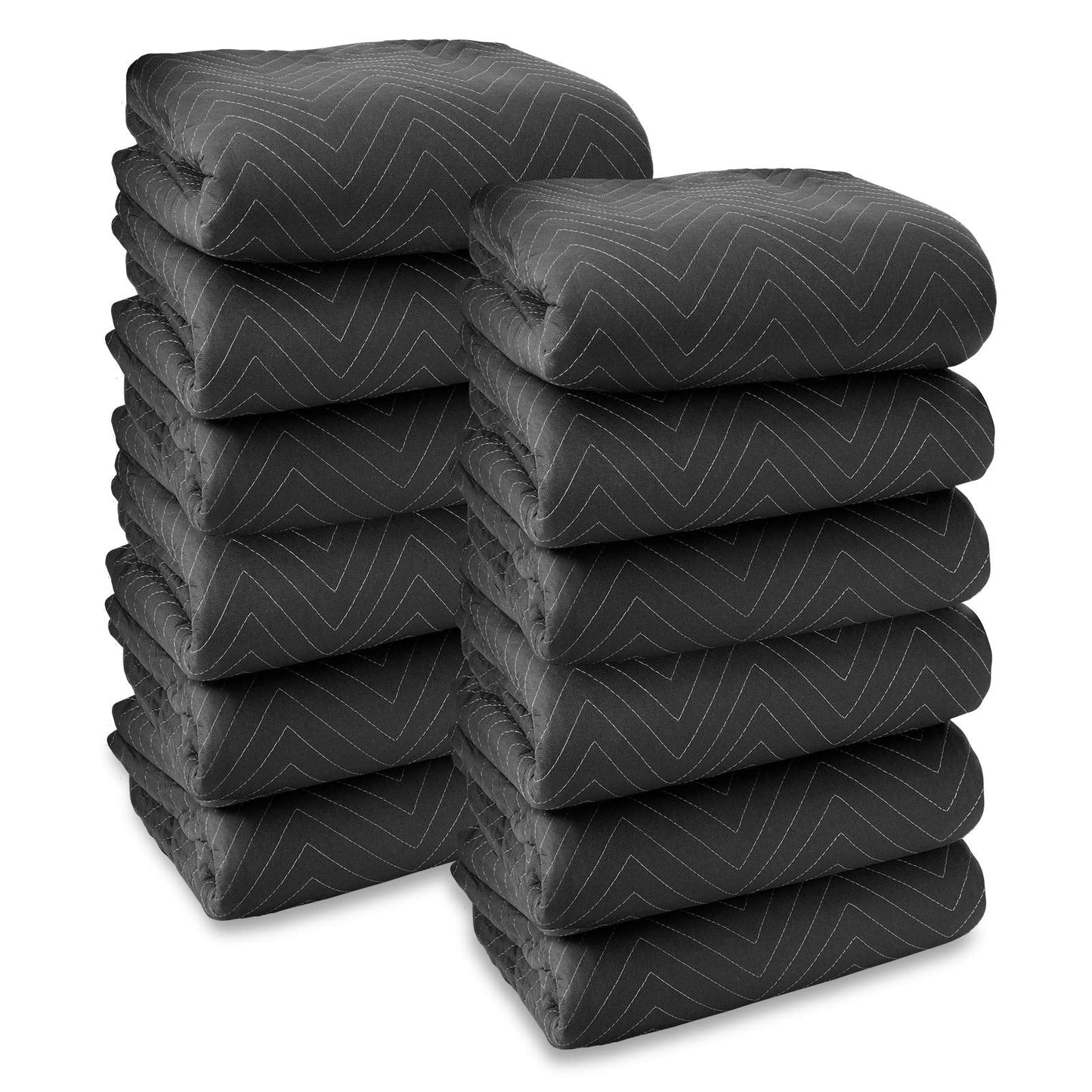 Sure-Max 12 Moving & Packing Blankets - Heavy Duty Pro - 80" x 72" (90 lb/dz weight) - Professional Quilted Shipping Furniture Pads Black