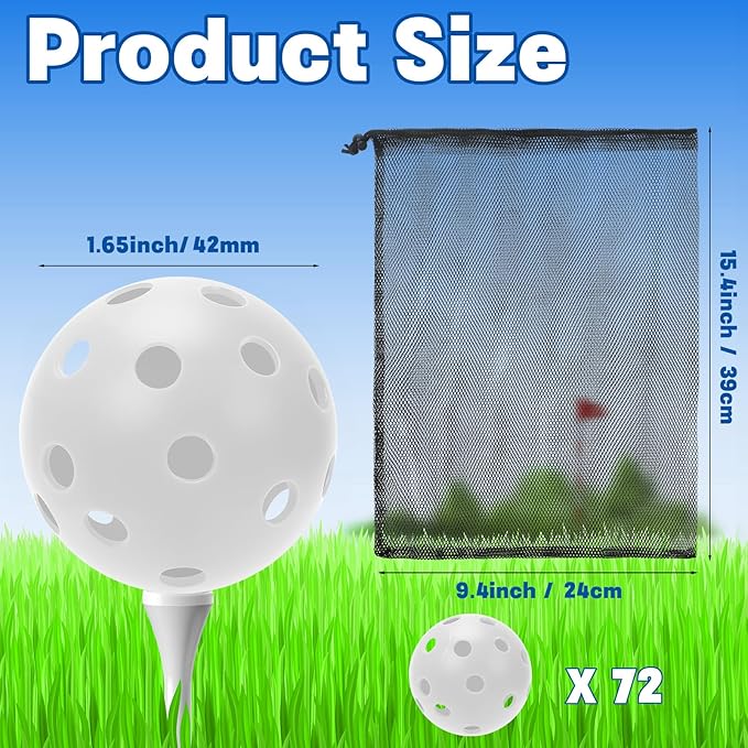 Coopay 72/150/300 Pack Practice Golf Balls, 42mm Plastic Golf Training Balls with a Drawstring Bag Hollow Sports for Swing Practice Driving Range Backyard Home Indoor Outdoor Use