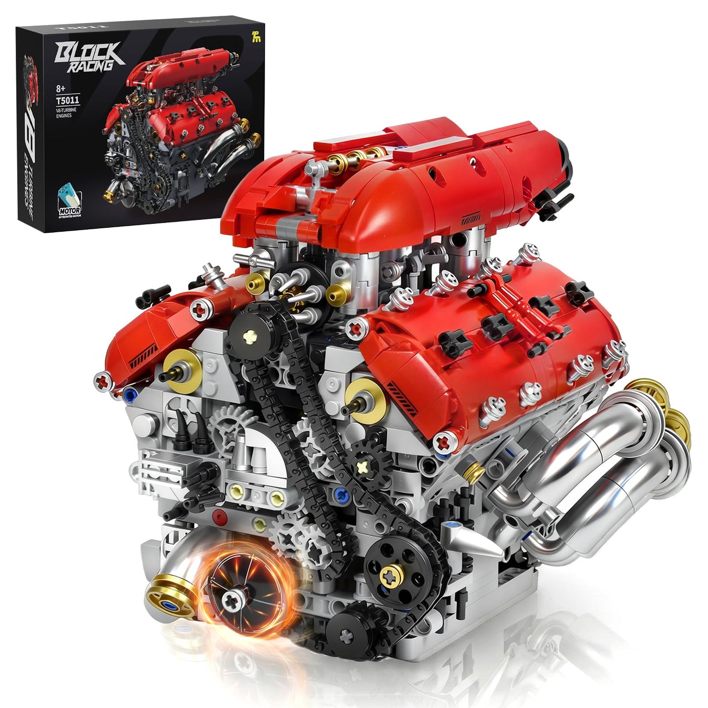 NEXTJOY V8 Engine Model Kit, Build Your Own Visible Car Motor, Advanced STEM Mechanical Building Block Set for Adults, Collectible Engine Model for Display, Desk Decor & Gift to Car Lovers