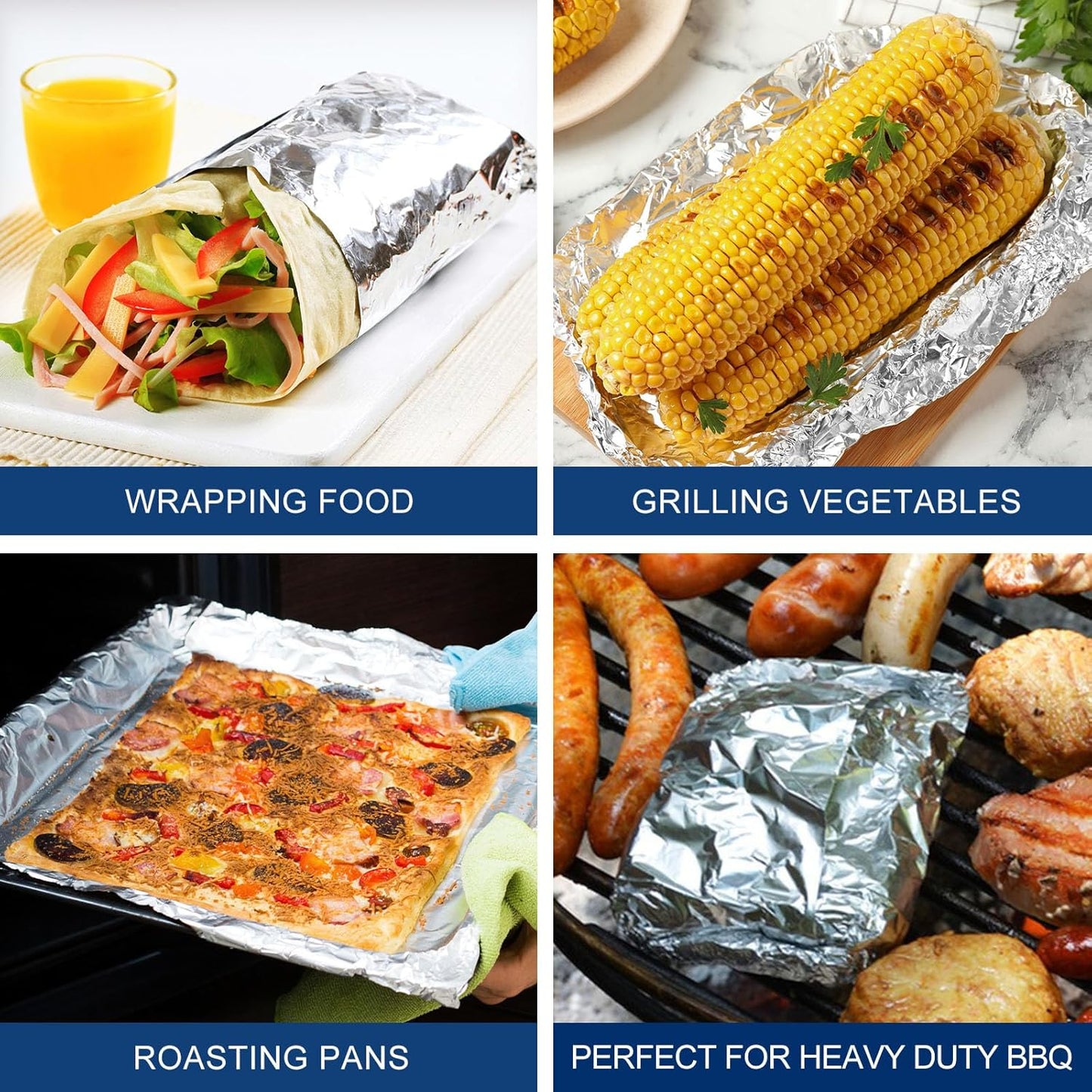 Skiennix Heavy Duty Aluminum Foil Roll - Food Safe 18 Inches x 500 FT for Cooking & Baking