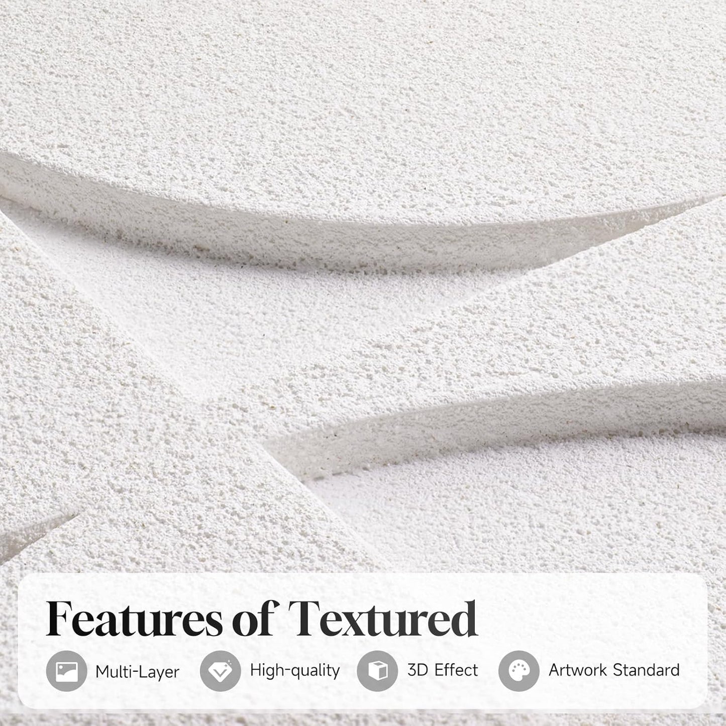Regine Switzerland Large 3D Textured Framed White Abstract Wall Art - Modern Geometric Design 30x30 In