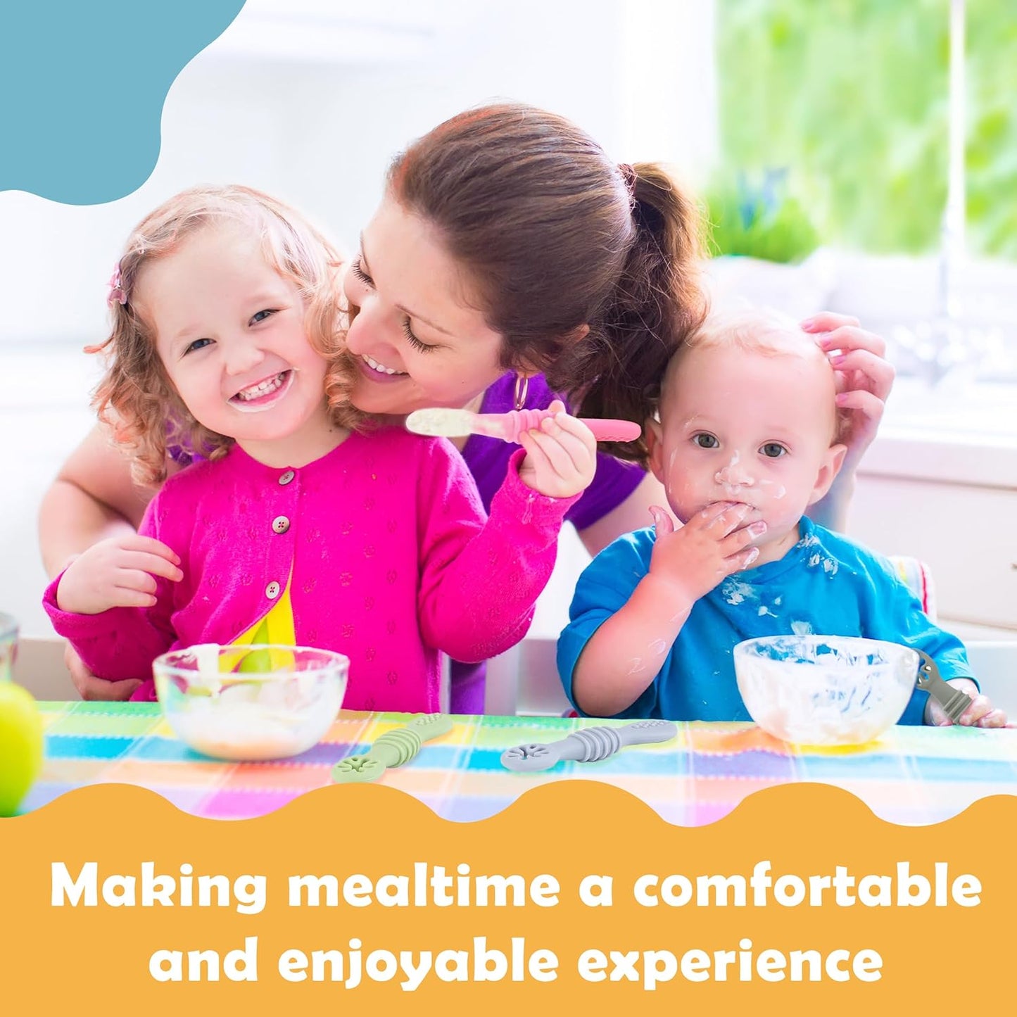 Skiennix Baby Led Weaning Utensils - 8 Pcs Silicone Self-Feeding Spoons for 6+ Months - Multicolor