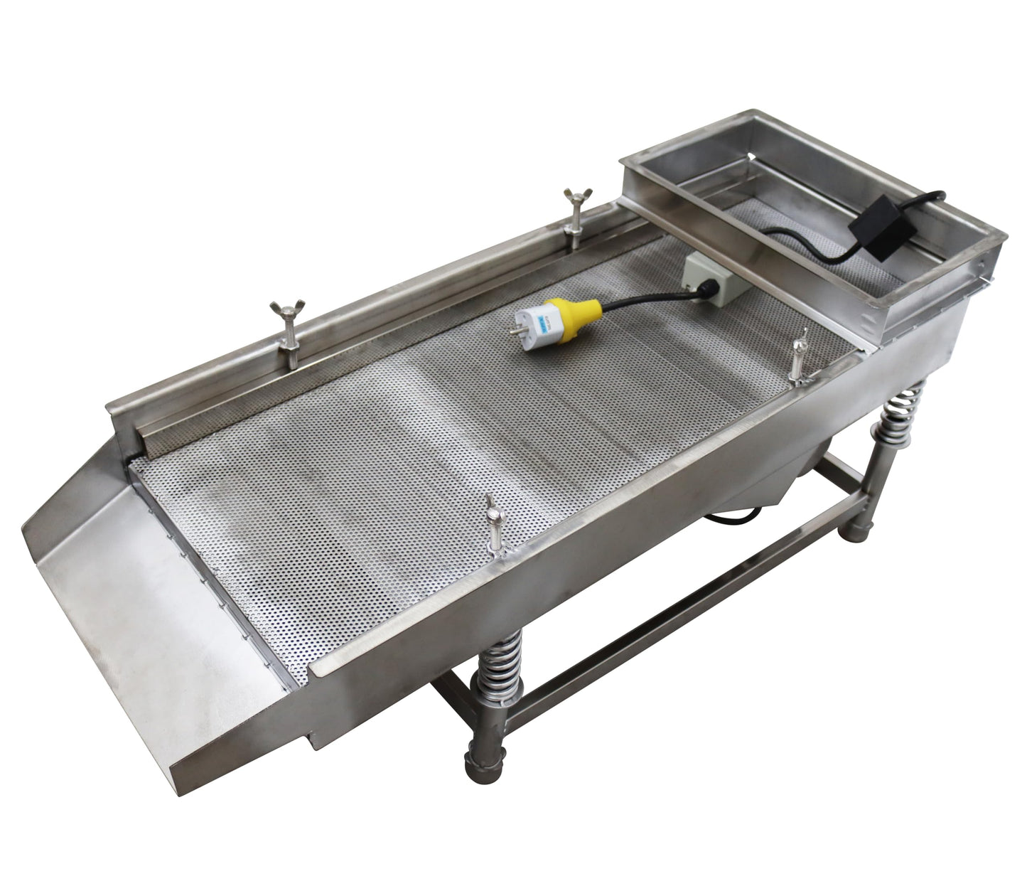 TECHTONGDA Straight Vibrating Sieve Screen Shaker Electric Linear Sifter Machine Stainless Steel One Layer One Motor 10mm Screen Size 11.8×29.5inch 110V