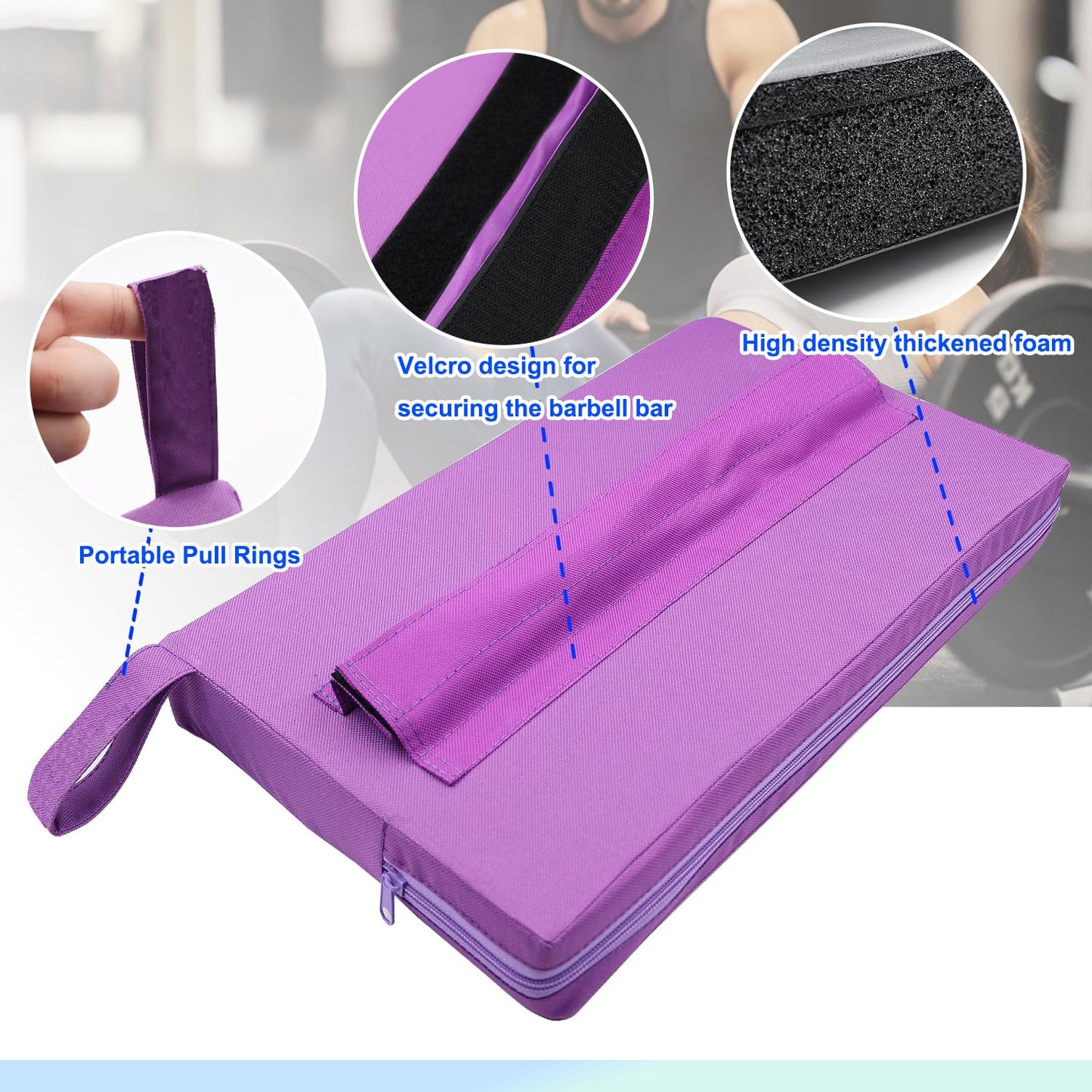 Lights Mountain Square Hip-Thrust Pad Protective Extra Thick Foam pad for Barbell Weightlifting Hip Thrusts and Glute Bridges Workouts Home Gym Equipment (Purple)