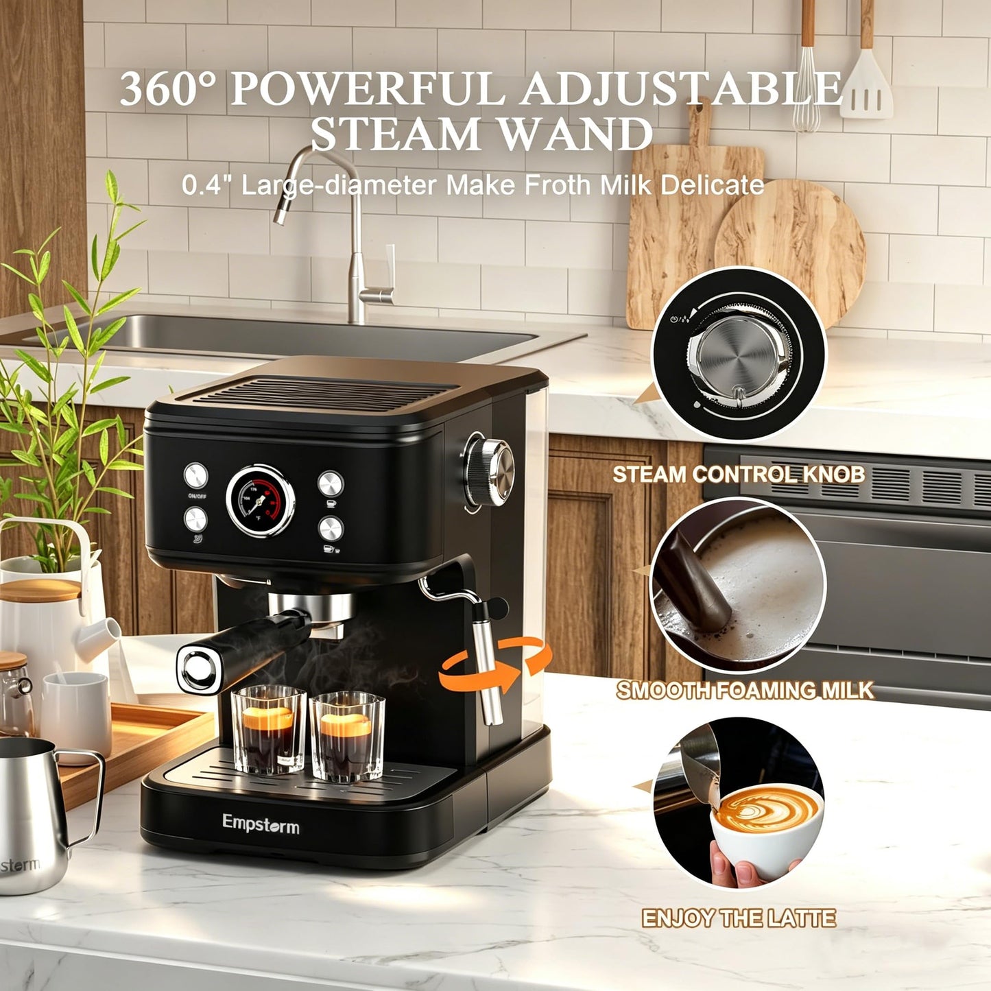 Empstorm 20 Bar Espresso Machine with Milk Frother Steam, for Nespresso Original Capsules Espresso maker 2 IN 1 expresso maker, Professional Cappuccino Expresso Machine for Home Or Office